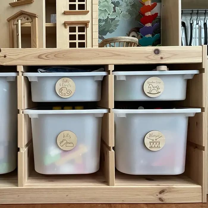 Étiquettes de rangement en bois pour la décoration de la chambre d'enfant