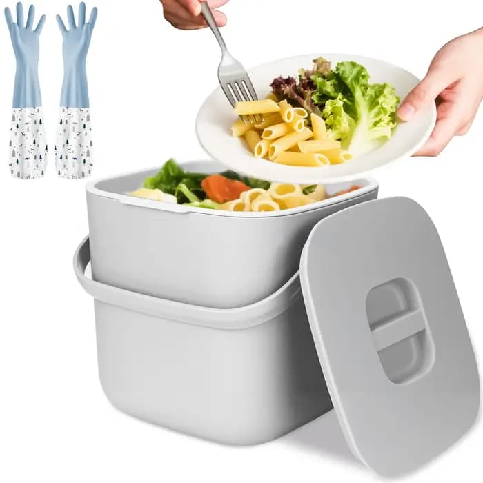 Poubelle à déchets organiques pour cuisine avec couvercle, bac à compost pour les déchets organiques