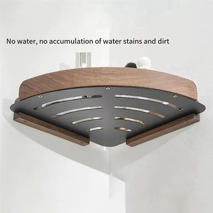Étagères de salle de bain en bois de noyer