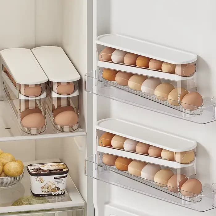 Boîte de rangement d'œufs de réfrigérateur bicouche