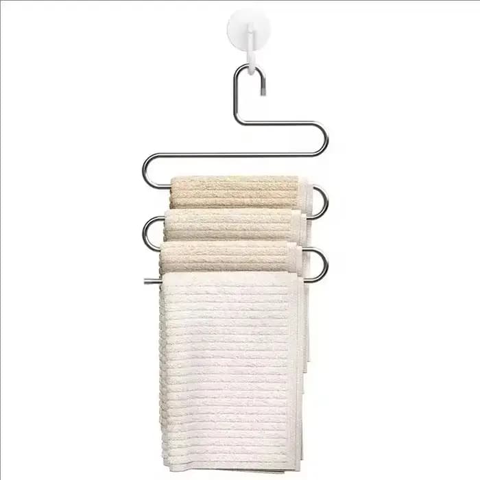 1/2pcs Porte-pantalons en acier inoxydable multi-niveaux antidérapant en forme de S pour rangement de garde-robe