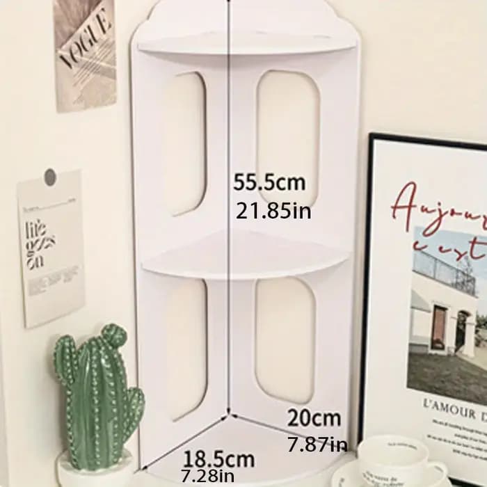 Étagère de bureau d'angle à 3 niveaux, support de rangement blanc peu encombrant pour organiser livres, cosmétiques, fournitures de bureau, couches modernes