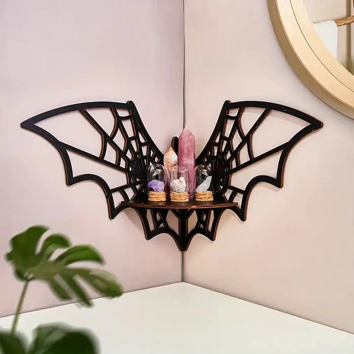 Étagères d'angle en bois pour chauve-souris
