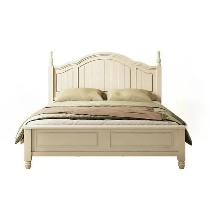 Lits et cadres de lit double pour 2 personnes 120x200 150x200 180x200cm Style moderne et simple Crème Cadre de lit en bois massif taille standard