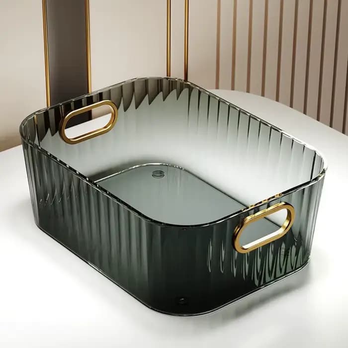 Boîte de rangement rectangulaire pour cosmétiques de bureau, panier de rangement empilable, acryliqu