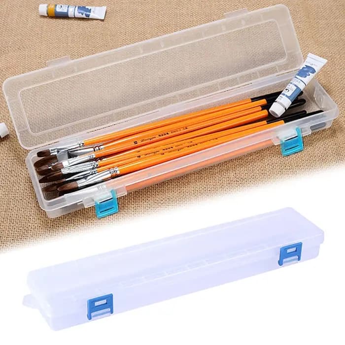 Boîte de rangement transparente pour pinceaux, crayons de peinture, conteneur pour stylos aquarelle,