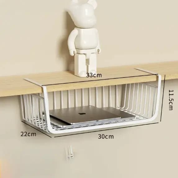 Organisateur de rangement en fil métallique avec panier suspendu pour placard