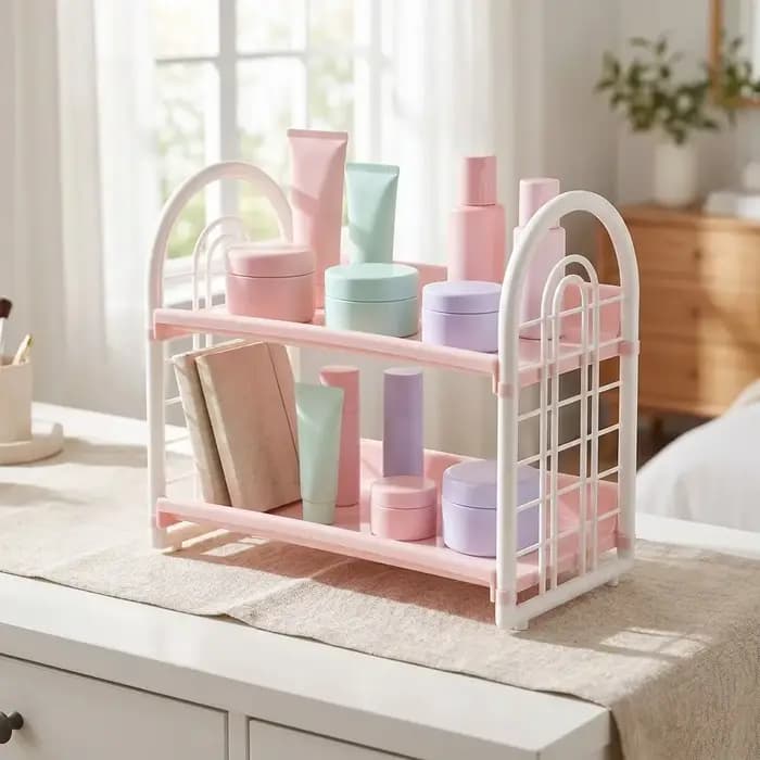 Étagère de rangement double couche en plastique