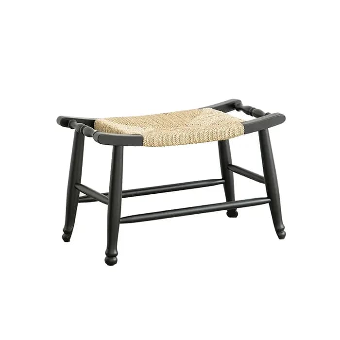Banc à chaussures en bois massif tissé Vintage