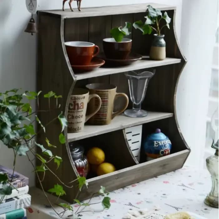 Armoire de rangement montée sur étagère murale en bois massif