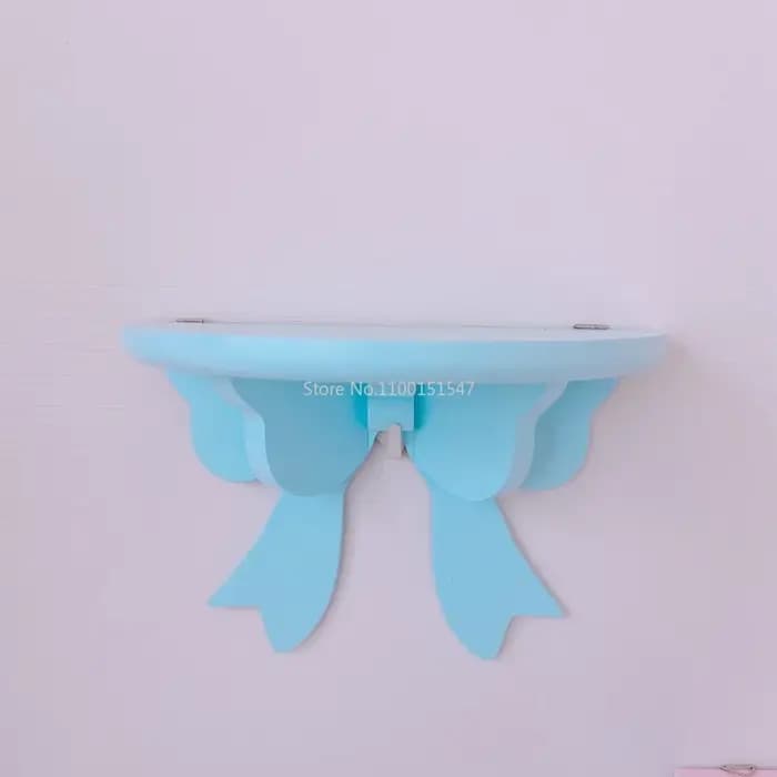 Support de rangement mural avec nœud rose Kawaii, décoration de chambre de fille, étagères murales sans poinçon