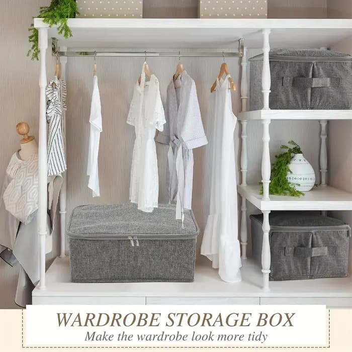 Boîtes de rangement en tissu empilables et pliables avec couvercles et poignées