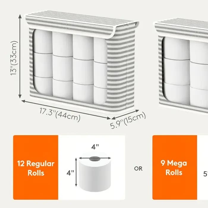 1PC 2L Support de rangement pour papier toilette gris – Peut contenir 9 à 12 rouleaux