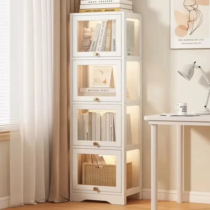 Armoire à livres moderne en acrylique transparent avec portes