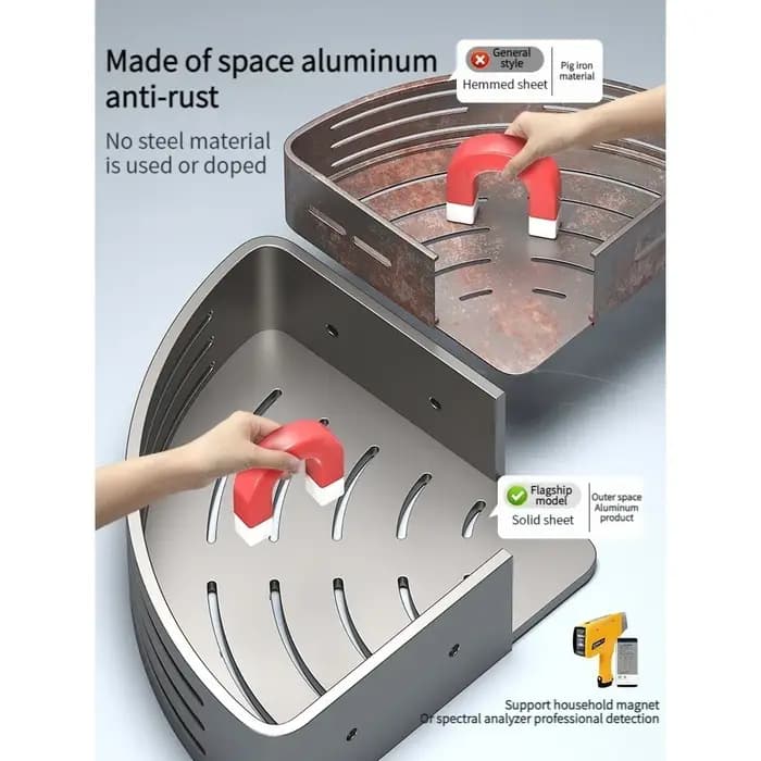 Étagère de salle de bain en aluminium sans perceuse