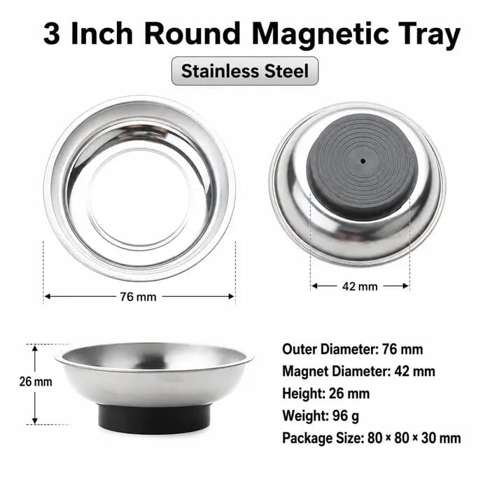 Plateau magnétique rond en acier inoxydable pour pièces, idéal pour la réparation de bijoux, atelier
