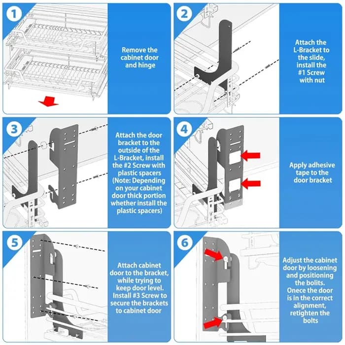 Pour ré-a-shelf 5WB1 5WB2 série pour Base de cuisine armoire organisateur panier RV étagère porte Kit de montage