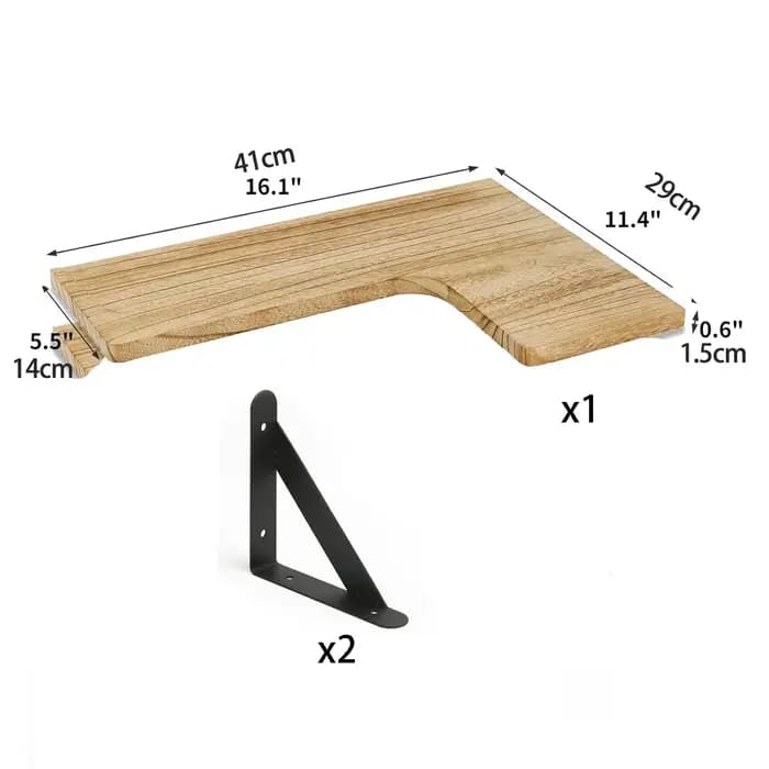 1 ensemble d'étagères d'angle murales en bois pour chambre