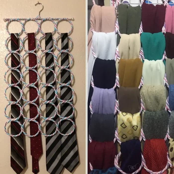 28 trous porte-écharpe pliable cravate ceinture crochet châle foulards organisateur rotin tissage cintre garde-robe support de rangement présentoir