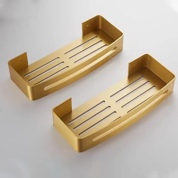 Étagère de salle de bain étagère d'angle support de rangement de bain mural en aluminium brossé or carré étagère de douche de bain porte-shampooing de bain