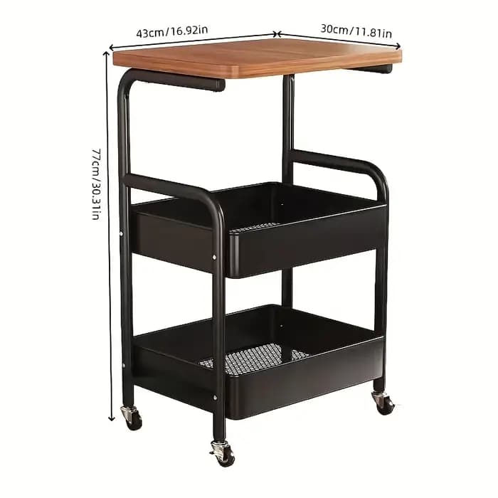 Étagère roulante en acier multi-niveaux rétro, support de rangement mobile pour cuisine/salle de bain, organisateur robuste