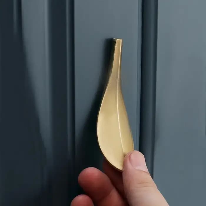 Poignée d'armoire, poignée en feuille de nèfle dorée