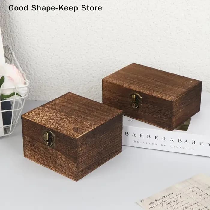 Boîte de rangement carrée à charnières pour bijoux et artisanat