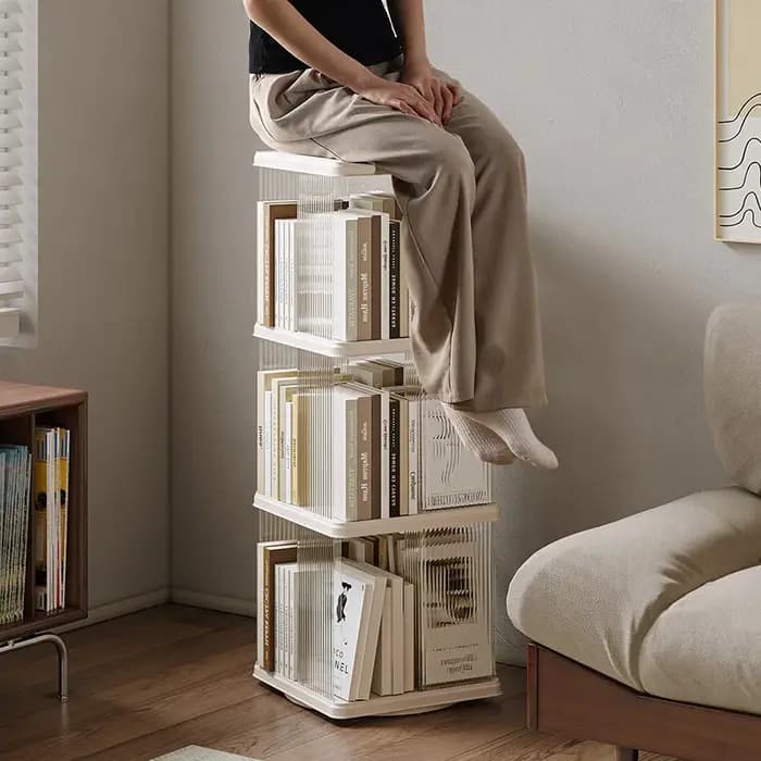 360 ° Bibliothèque rotative pour salon