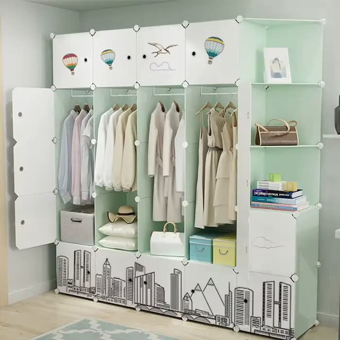 Boîte gain de place armoire robes couches appartement femmes