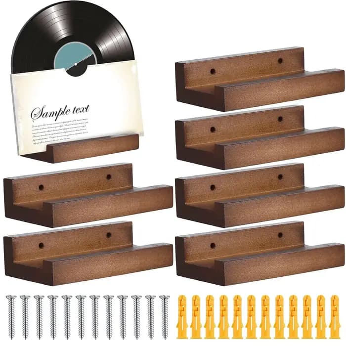 Lot de 6 étagères murales en bois pour disques vinyles