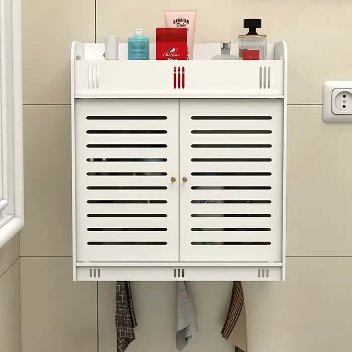 Armoire de rangement murale pour salle de bain en PVC blanc de style nordique