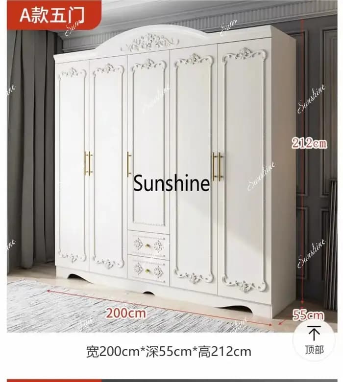 Armoire européenne simple et moderne à cinq portes