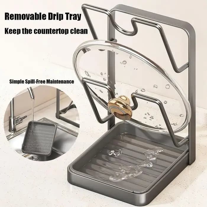 Support de rangement pour couvercles de casseroles avec plateau
