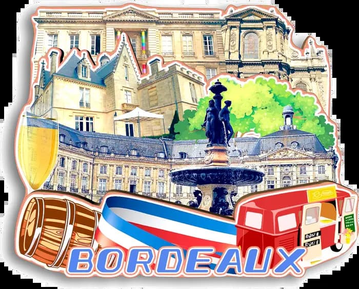 Bordeaux La Rochelle Toulouse Montpellier Nimes Albi Carcassonne Lourdes Angers France Réfrigérateur Aimant Voyage Souvenir Cadeau
