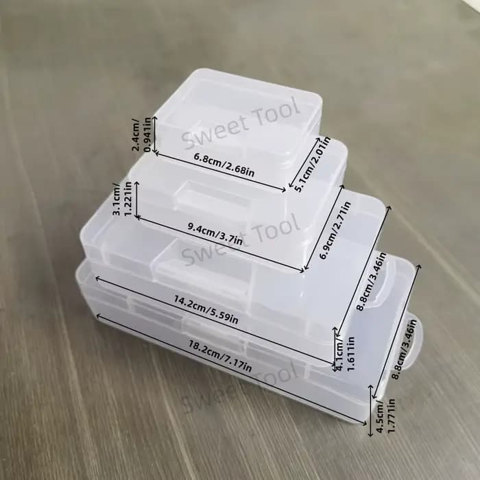 Petite boîte de rangement rectangulaire en plastique transparent, 4 pièces, organisateur avec couver