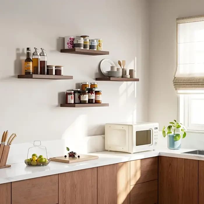 2/4 pièces Étagère murale flottante moderne en bois