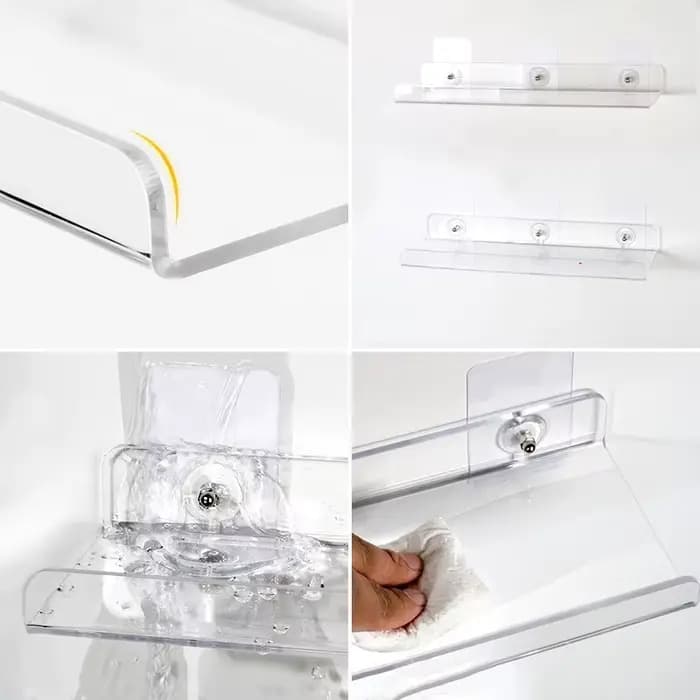 Étagère murale transparente pour salle de bain