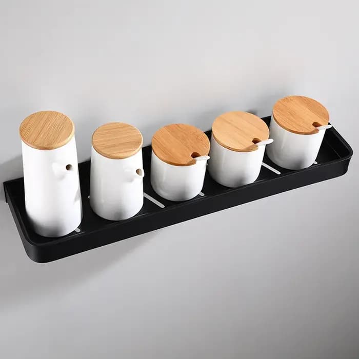 Étagère murale de salle de bain en aluminium noir