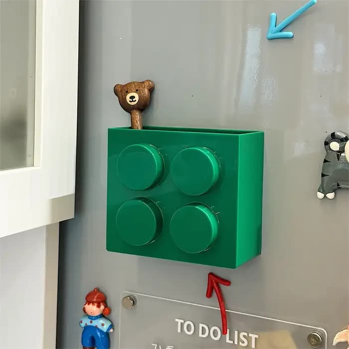 Boîte de rangement magnétique pour blocs de construction
