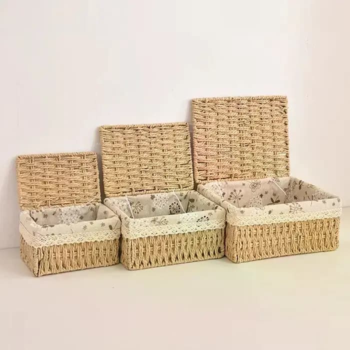 Boîte de rangement en rotin tressé pour jouets