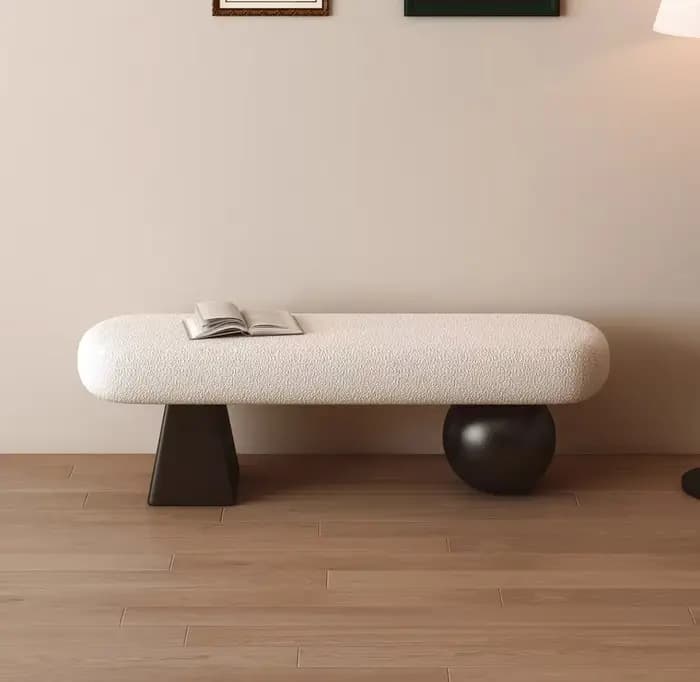 Banc d'entrée Art Déco moderne avec rembourrage Bouclé