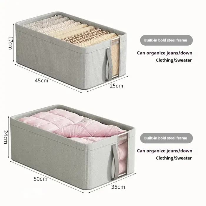 Boîte de rangement grande capacité 45x25/50x35cm, boîte de rangement pour vêtements, organisateur de