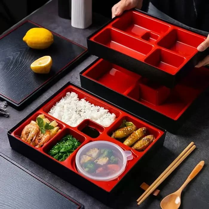 Boîte de rangement alimentaire japonaise type bento, compartimentée, pour le déjeuner professionnel, plateau repas portable, conteneur alimentaire amovible