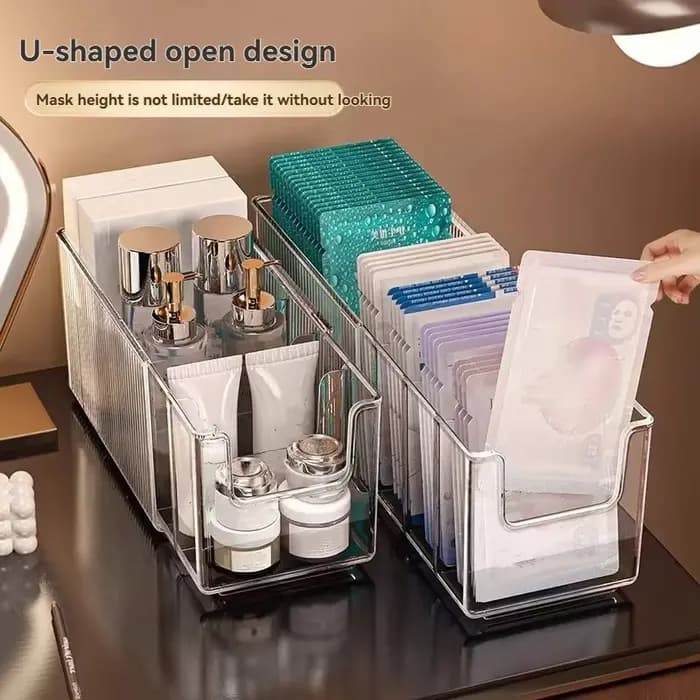 Boîte de rangement de bureau en acrylique transparent, 1 pièce, boîte de rangement rectangulaire à 4 compartiments pour cosmétiques, boîte de rangement simple