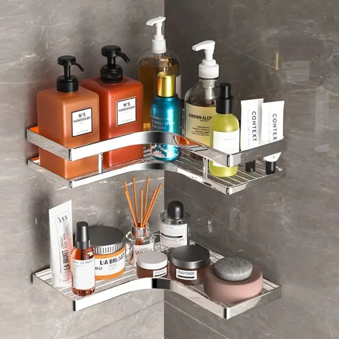 Étagère d'angle de douche en acier inoxydable sans perçage