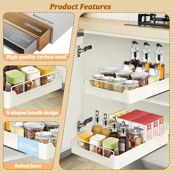 Boîte de rangement de cuisine avec Rail coulissant