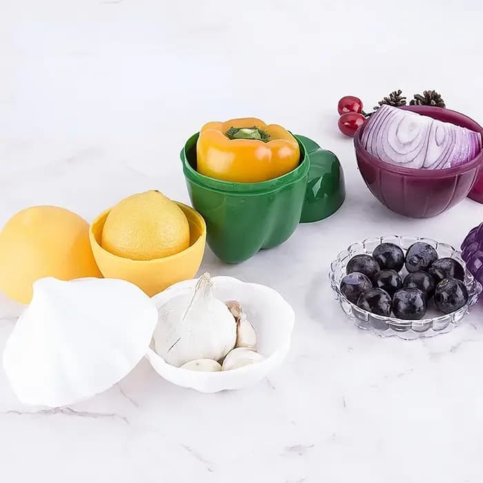Boîte alimentaire organisateur créatif bac à légumes récipients oignon ail avocat tomates citron vert poivre frais stockage cuisine