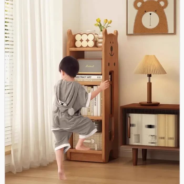 Bibliothèque murale en bois ours pour enfants