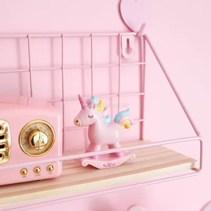 Étagères murales roses sans perforation pour chambre à coucher