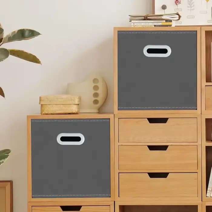 Bacs de rangement cubes, organisateur en tissu avec poignée, bacs cubes pliables ou rangements en tissu, 11x11x11, lot de 3, gris
